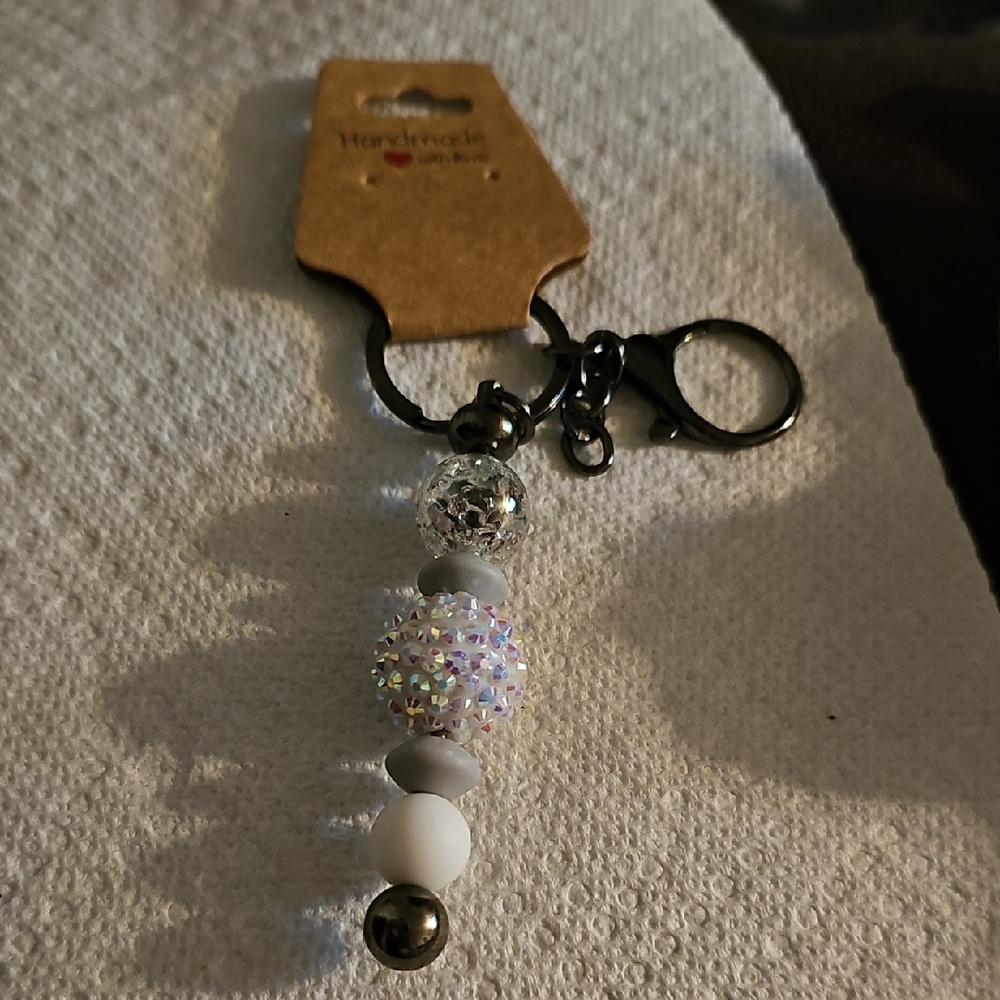 Handmade Beaded Keyfinder Purse Keychain with Sparkle Beads